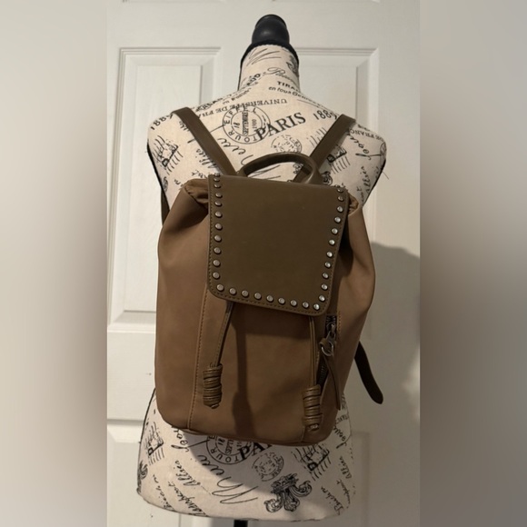 Universal Thread Handbags - Universal Thread Studded Flap Drawstring Backpack in Brown LIKE NEW